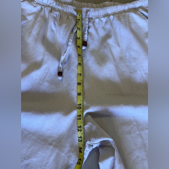 Palm Grove Women's  2X  Beige Palm Flower Printed Pull On Cropped Pants Wide Leg - Picture 10 of 16